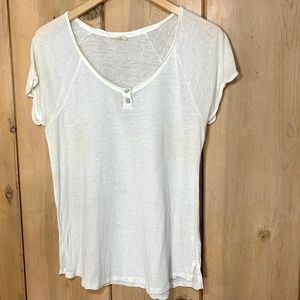 Caslon Linen Modal Blend Short Sleeve Top Size L